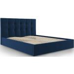 Dvojlôžkové postele tmavo modrej farby v modernom štýle zo zamatu s úložným priestorom 