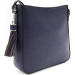 Dámske Crossbody kabelky mahel tmavo modrej farby v strapcovom štýle z polyuretánu na zips v zľave 