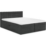 Boxspring postele tmavo šedej farby s úložným priestorom 