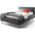 Dvojlôžkové postele tmavo šedej farby v škandínávskom štýle z tkaniny s úložným priestorom 