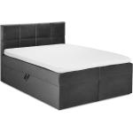 Boxspring postele tmavo šedej farby zo zamatu s úložným priestorom 