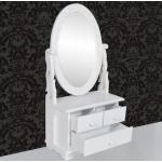 Toaletné stolíky bielej farby vo vintage štýle MDF oválne so zásuvkami vysoko lesklý povrch 