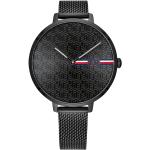 Dámske Náramkové hodinky Tommy Hilfiger čiernej farby v biznis štýle v zľave s quartz pohonom s oceľ remienkom  materiál púzdra Oceľ s minerálnym sklíčkom s analógovým displejom 