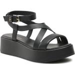 Dámske Kožené sandále Tommy Hilfiger čiernej farby zo syntetiky na leto 