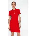 Dámske Denné šaty Tommy Hilfiger červenej farby z bavlny v zľave 