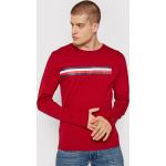 Pánske Tričká s dlhým rukávom Tommy Hilfiger BIO červenej farby z bavlny s dlhými rukávmi udržateľná móda 