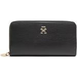 Dámske Luxusné peňaženky Tommy Hilfiger TH čiernej farby z koženky 