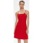 Dámske Letné šaty Tommy Hilfiger TOMMY JEANS červenej farby z bavlny vo veľkosti XS 
