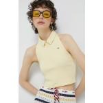 Dámska Letná móda Tommy Hilfiger TOMMY JEANS žltej farby z bavlny vo veľkosti XS bez rukávov 