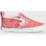Dievčenská Skate obuv Vans Slip On ružovej farby s kvetinovým vzorom z kože vo veľkosti 19 