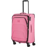 Dámske Stredné cestovné kufre Travelite ružovej farby s kvetinovým vzorom z tkaniny na zips rotačné kolesá objem 66 l 