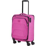 Dámske Malé cestovné kufre Travelite ružovej farby z tkaniny na zips rotačné kolesá 