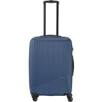 Stredné cestovné kufre Travelite modrej farby v modernom štýle na zips integrovaný zámok objem 65 l 