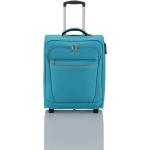 Malé cestovné kufre Travelite tyrkysovej farby z polyesteru na zips integrovaný zámok objem 39 l 
