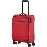 Pánske Malé cestovné kufre Travelite červenej farby z tkaniny rotačné kolesá 