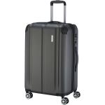 Veľké cestovné kufre Travelite sivej farby v modernom štýle z plastu integrovaný zámok objem 86 l 