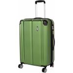 Veľké cestovné kufre Travelite zelenej farby v modernom štýle z plastu integrovaný zámok objem 86 l 
