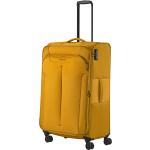 Malé cestovné kufre Travelite žltej farby s kvetinovým vzorom na zips integrovaný zámok 