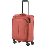 Dámske Malé cestovné kufre Travelite červenej farby z tkaniny na zips rotačné kolesá 