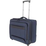 Malé cestovné kufre Travelite modrej farby v biznis štýle z tkaniny na zips objem 29 l 
