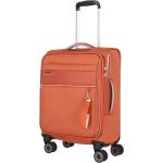Dámske Malé cestovné kufre Travelite oranžovej farby v elegantnom štýle z tkaniny rotačné kolesá udržateľná móda 