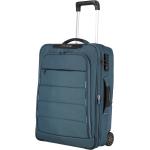 Malé cestovné kufre Travelite modrej farby z plastu na zips integrovaný zámok objem 42 l udržateľná móda 