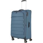 Pánske Veľké cestovné kufre Travelite modrej farby z tkaniny rotačné kolesá objem 98 l udržateľná móda 