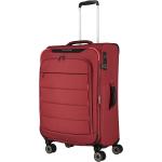 Pánske Stredné cestovné kufre Travelite červenej farby z tkaniny rotačné kolesá objem 67 l udržateľná móda 