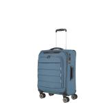Malé cestovné kufre Travelite modrej farby z plastu na zips integrovaný zámok objem 36 l udržateľná móda 