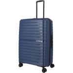 Pánske Veľké cestovné kufre Travelite modrej farby rotačné kolesá objem 100 l 