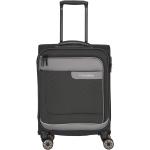 Malé cestovné kufre Travelite sivej farby z tkaniny na zips integrovaný zámok udržateľná móda 