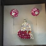 Dámske Súpravy šperkov for you ružovej farby v trblietavom štýle s kvetinovým vzorom z kryštálu na Valentín 