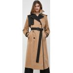 Dámske Designer Jarné kabáty HUGO BOSS BOSS béžovej farby z polyesteru vo veľkosti M 
