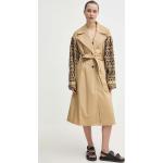 Dámske Designer Jarné kabáty Karl Lagerfeld béžovej farby z bavlny Oversize udržateľná móda 