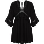 Dámske Mini šaty Trendyol čiernej farby s pruhovaným vzorom z viskózy vo veľkosti 5 XL v zľave 