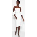 Dámske Obtiahnuté šaty Trendyol bielej farby v elegantnom štýle z polyesteru v zľave 