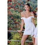 Dámske Mini šaty Trendyol bielej farby z polyesteru s kamienkami v zľave 