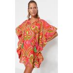 Dámske Denné šaty Trendyol fuchsiovej farby s geometrickým vzorom z bavlny vo veľkosti S v zľave 