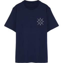 Trendyol Plus Size Navy Regular/Regular Fit Comfort Printed 100% Cotton T-Shirt