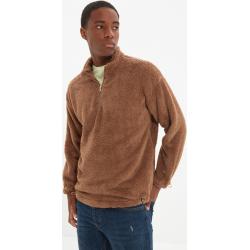 Trendyol Men's Regular/Regular fit Stand Up Collar Zippered, Pajamas Keeping You Warm Thick Fleece/Plush Sweatshirt.