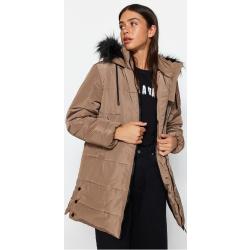 Trendyol Mink Oversize Fur Hooded Waterproof Parka Quilted Puffer Coat