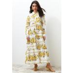 Dámske Šaty s potlačou Trendyol horčicovej farby s kvetinovým vzorom z polyesteru vo veľkosti S v zľave 