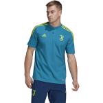 Pánske Tričká s krátkym rukávom adidas modrej farby z bavlny na gombíky s motívom Juventus 