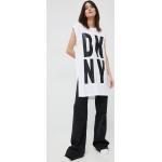 Dámske Designer Topy s krátkym rukávom DKNY bielej farby z bavlny vo veľkosti XS s krátkymi rukávmi v zľave 
