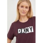 Dámske Designer Topy s krátkym rukávom DKNY fialovej farby vo veľkosti XS s krátkymi rukávmi 