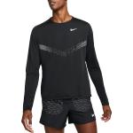 Pánske Tričká s dlhým rukávom Nike Dri-Fit čiernej farby s dlhými rukávmi v zľave 
