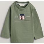 Detské tričká s dlhým rukávom Gant zelenej farby z bavlny do 6 mesiacov s okrúhlym výstrihom s dlhými rukávmi 