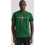 Pánske Tričká s krátkym rukávom Gant Shield zelenej farby z tričkoviny s okrúhlym výstrihom s krátkymi rukávmi 