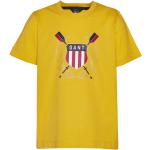 Chlapčenské Detské tričká Gant Shield BIO žltej farby z bavlny do 8 rokov s okrúhlym výstrihom udržateľná móda 
