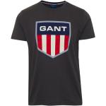 Pánske Tričká s krátkym rukávom Gant Shield čiernej farby v športovom štýle z tričkoviny vo veľkosti XS s okrúhlym výstrihom s krátkymi rukávmi 